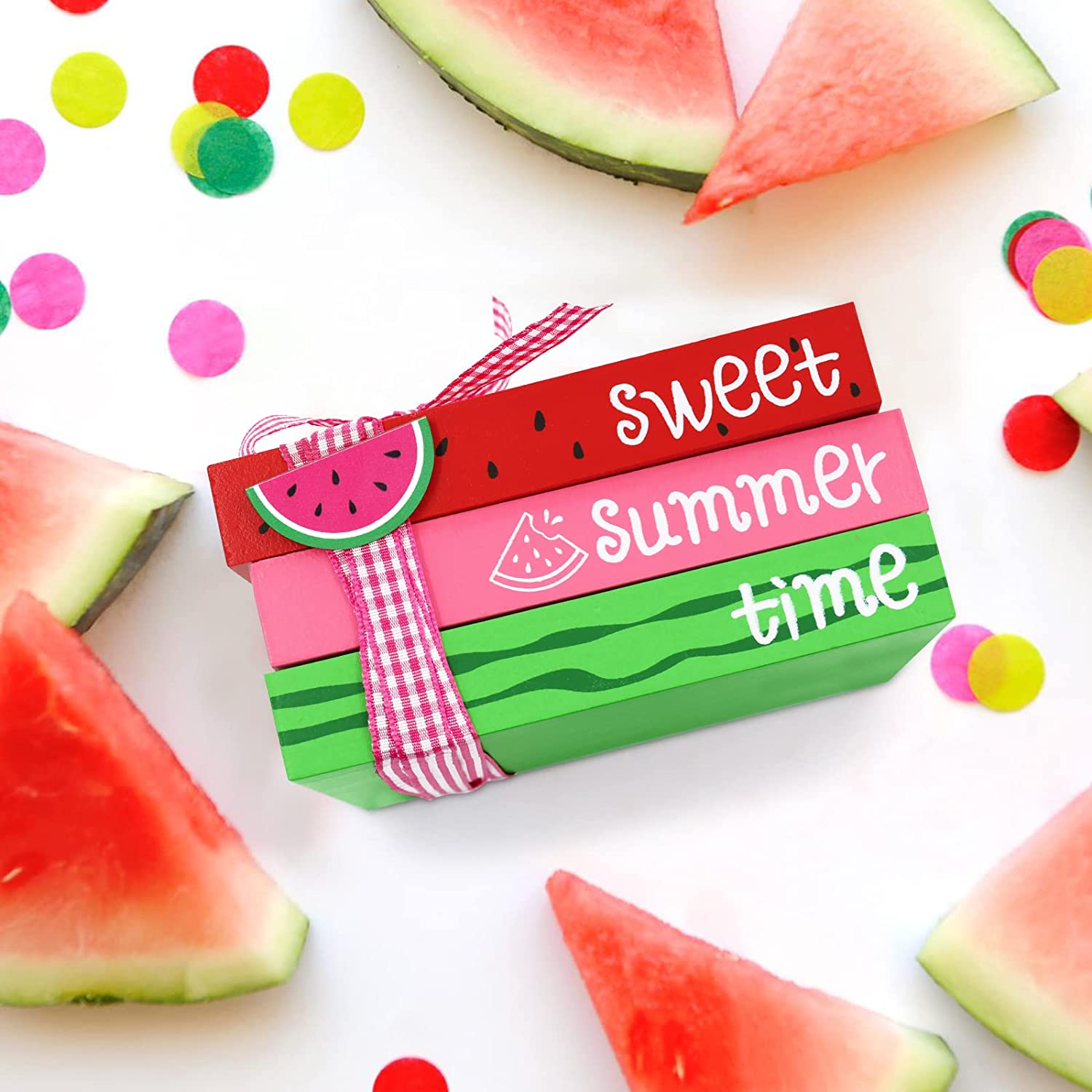 Watermelon Wooden Book Stack | momhomedecor
