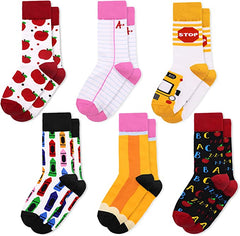 Teacher Appreciation Gifts 6 Pairs Funny Women Casual Crew Socks | momhomedecor