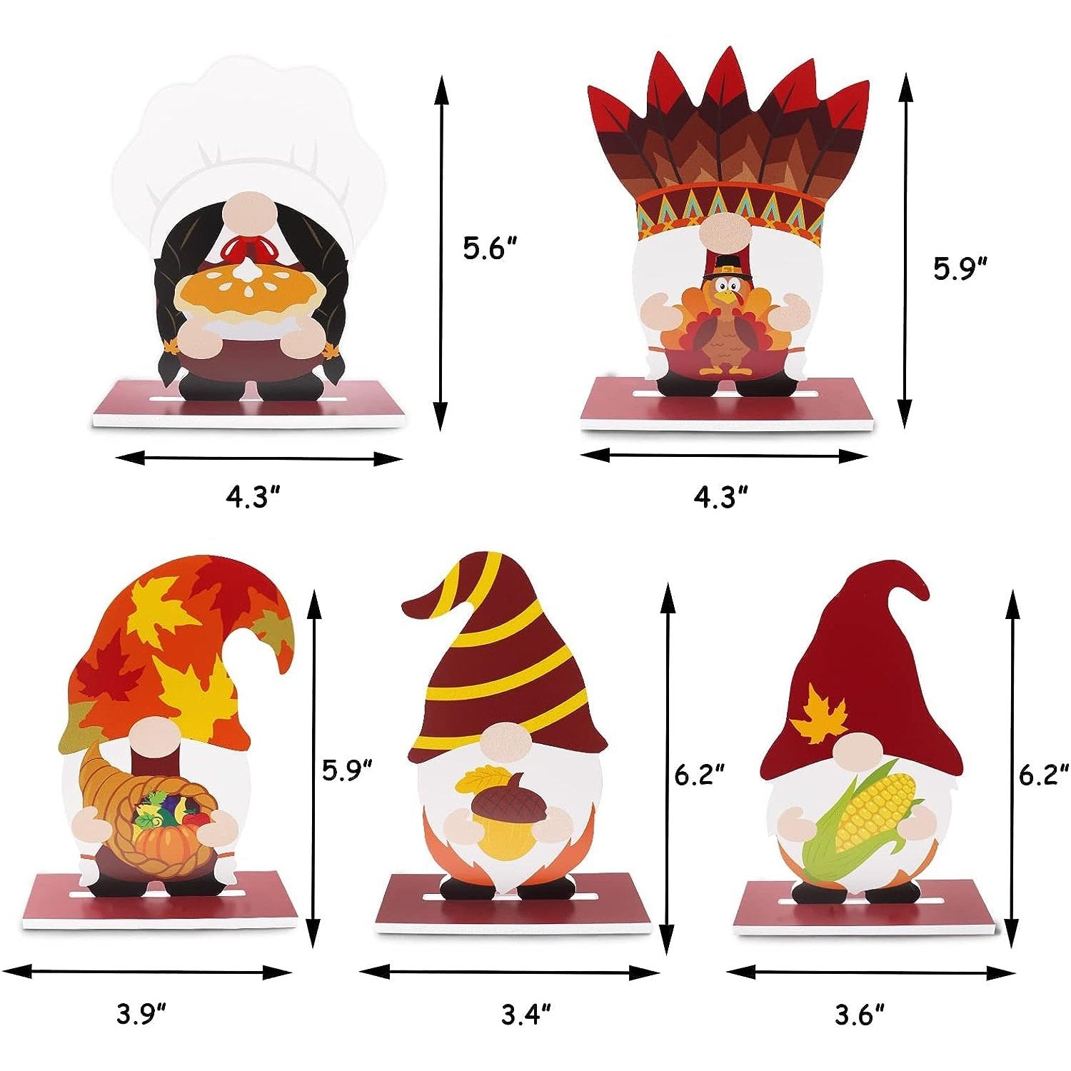 Thanksgiving Gnome Table Decorations Set of 5 momhomedecor