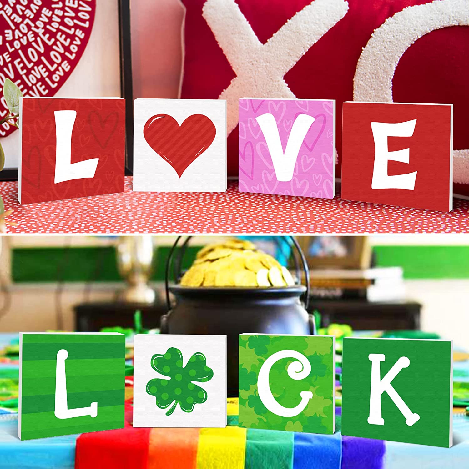 Valentine/St. Patrick's Day Reversible Wooden Decor | momhomedecor