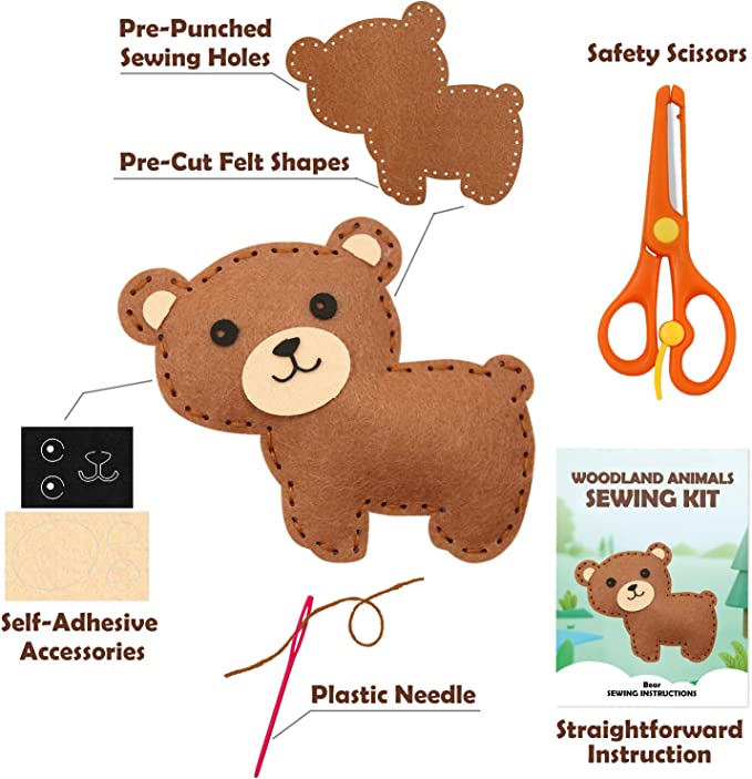 Woodland Animals Craft Kit Forest Creatures DIY Sewing Set | momhomedecor